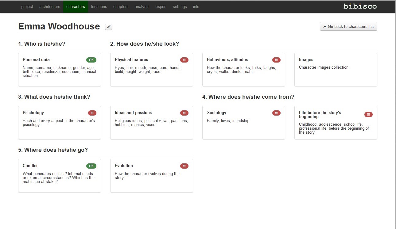 Скриншот 5 программы bibisco