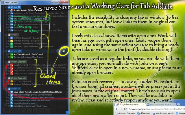 Скриншот 4 программы Tabs Outliner