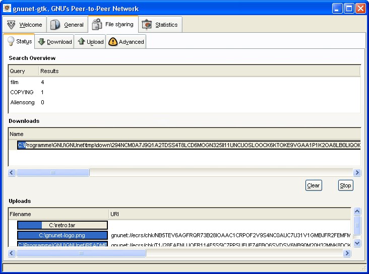 Скриншот 3 программы GNUnet