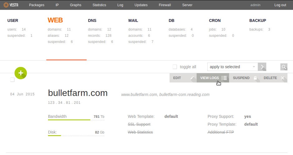 Скриншот 5 программы Vesta Control Panel