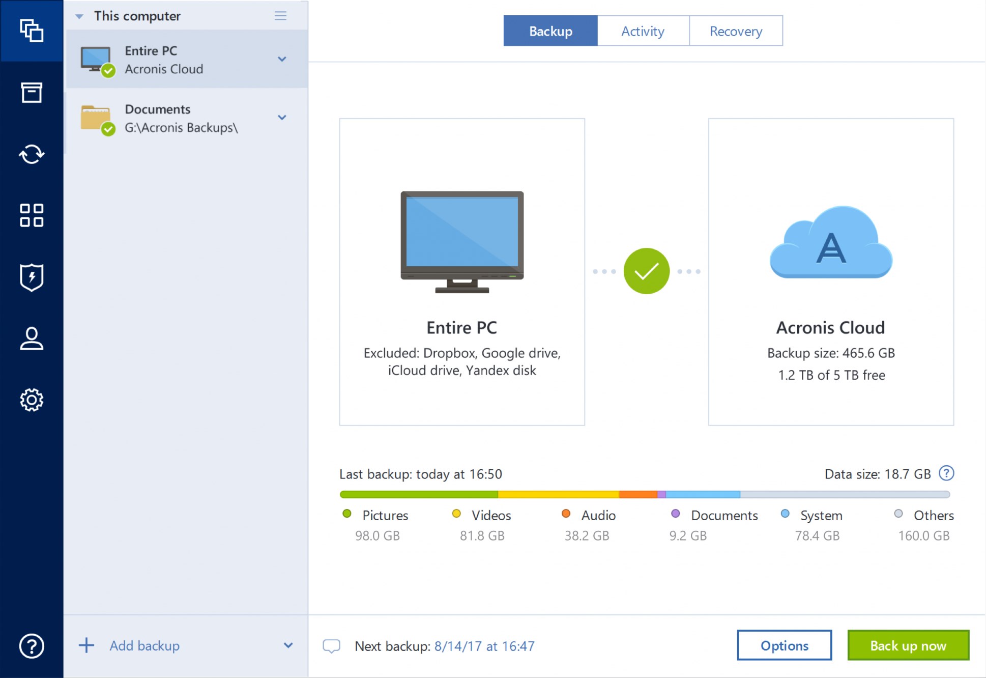 Acronis не удаляет старые резервные копии