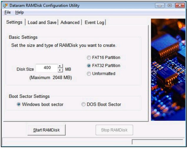 Скриншот 3 программы Dataram RAMDisk