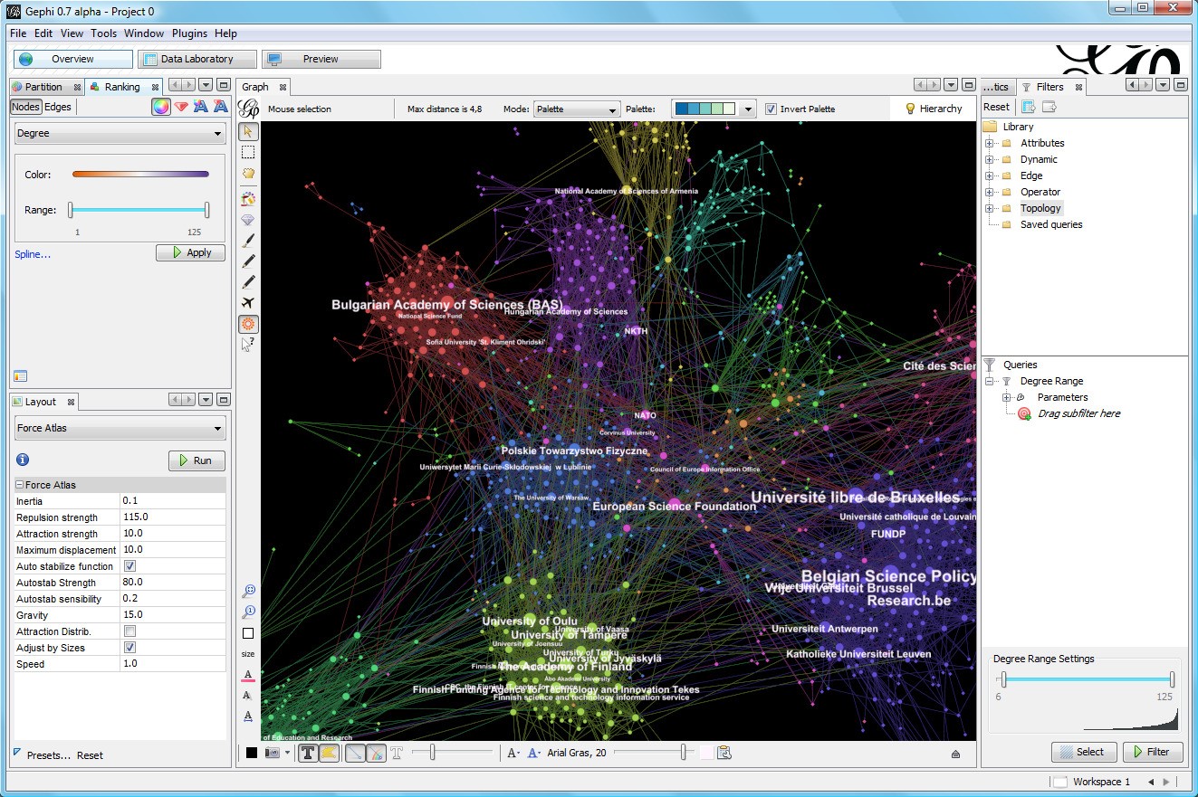 Скриншот 2 программы Gephi