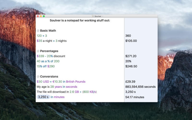 Скриншот 2 программы Soulver