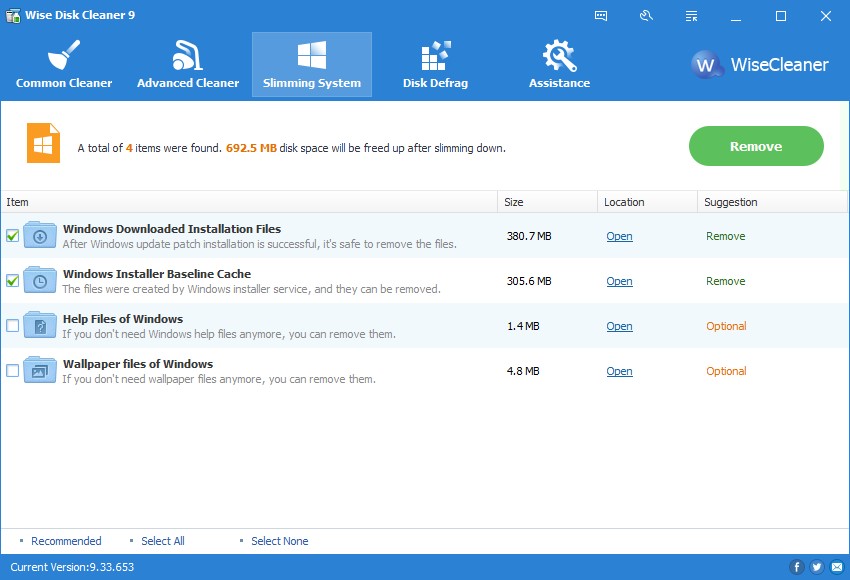 Скриншот 2 программы Wise Disk Cleaner