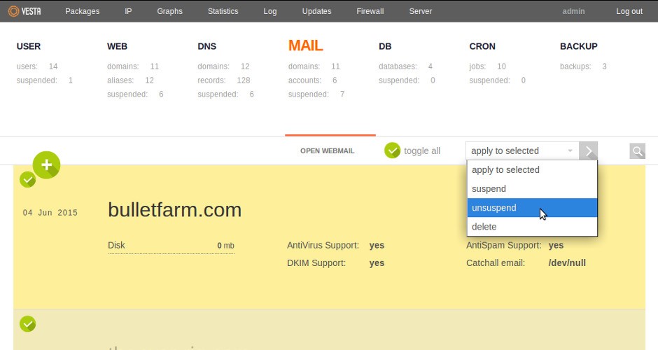 Скриншот 6 программы Vesta Control Panel