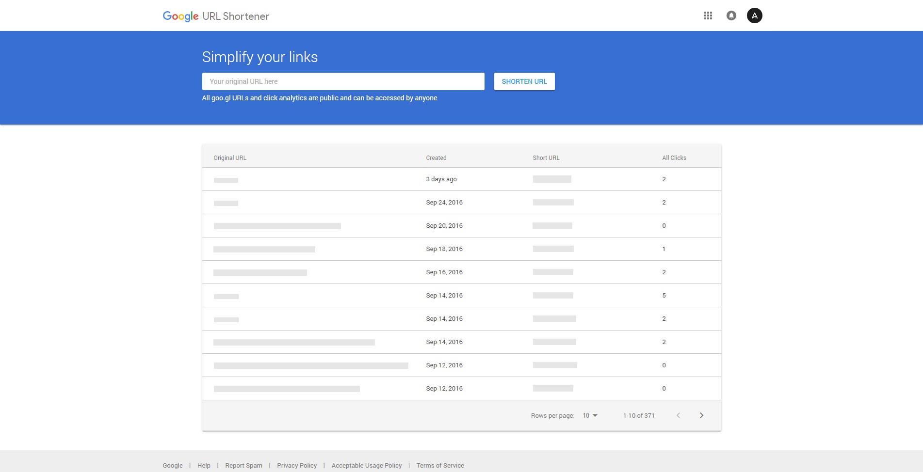 Скриншот 2 программы Google URL Shortener