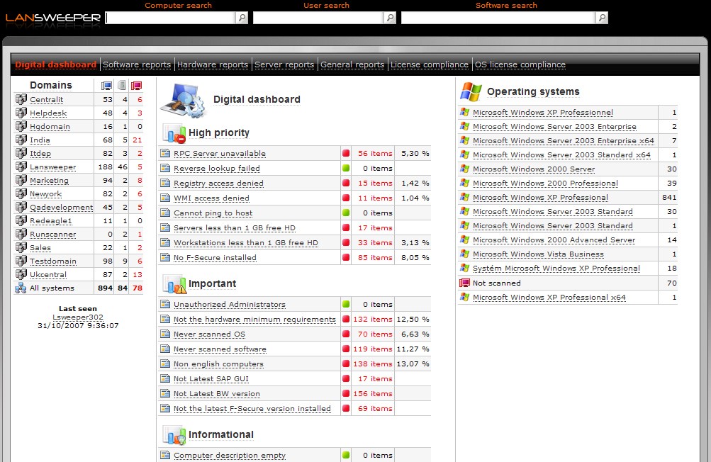 Скриншот 1 программы Lansweeper Network Inventory