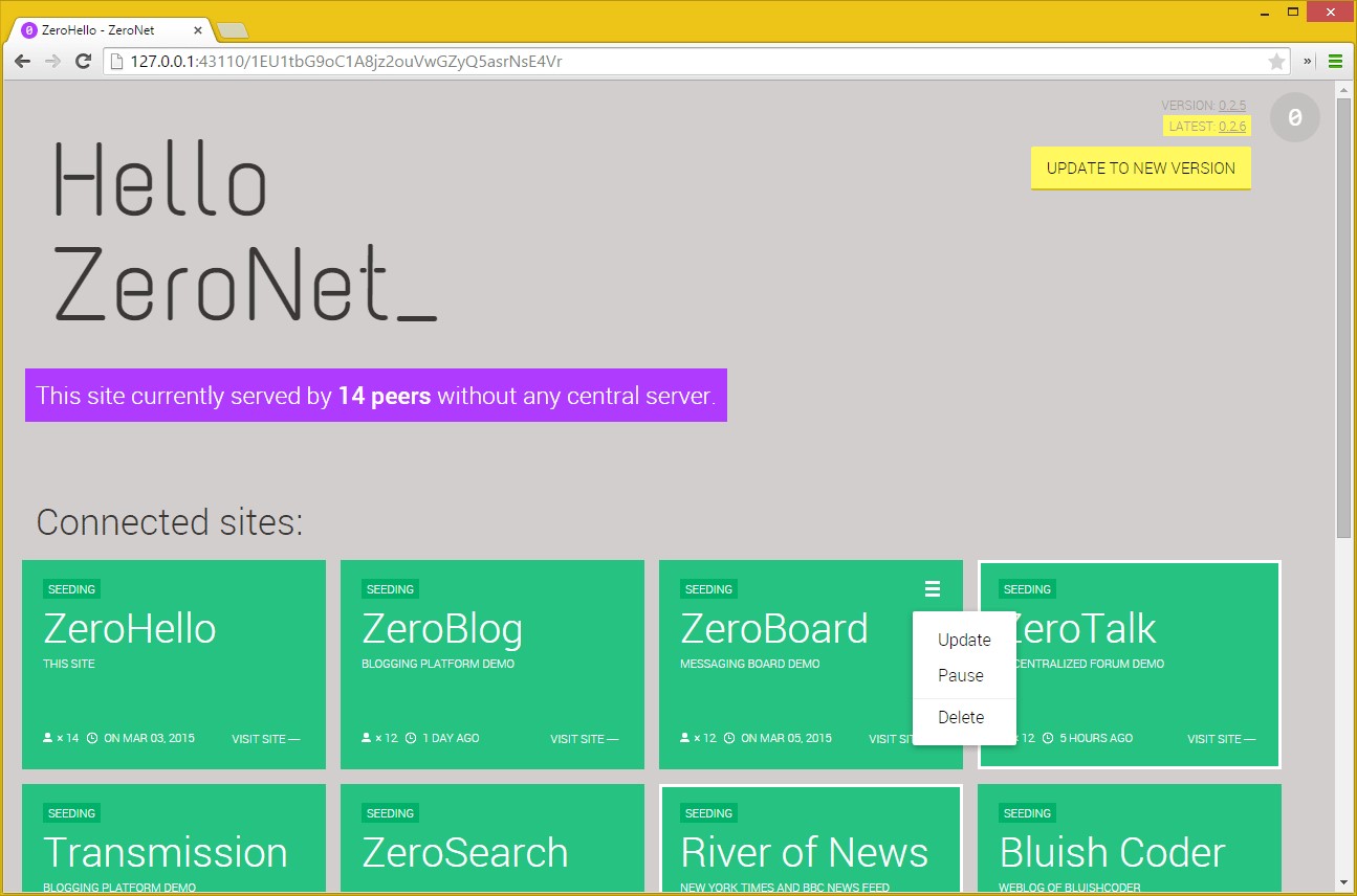 Скриншот 3 программы ZeroNet