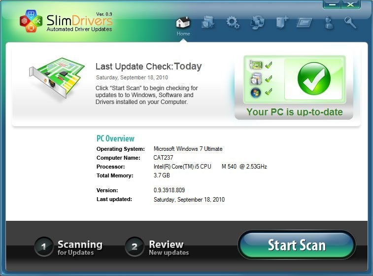 Скриншот 2 программы SlimDrivers