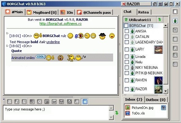 Скриншот 1 программы BORGChat