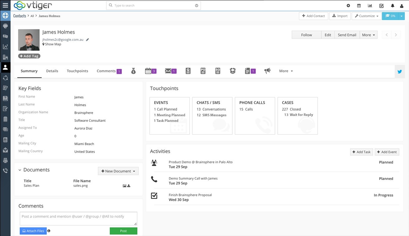 Скриншот 2 программы Vtiger CRM