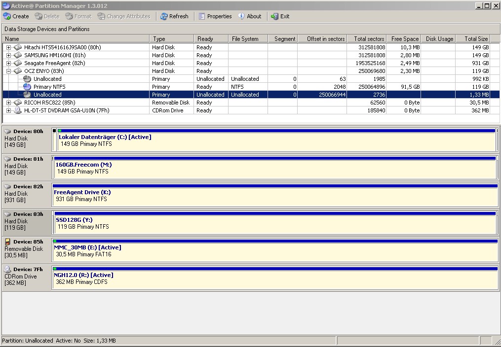 Скриншот 1 программы Active@ Partition Manager