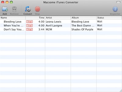 Скриншот 2 программы Macsome iTunes Music Converter