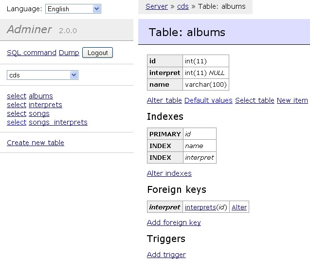 Скриншот 3 программы Adminer