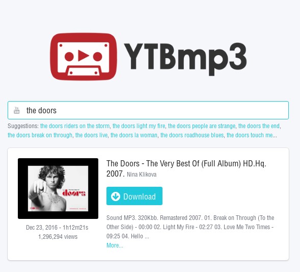 Скриншот 1 программы YouTube to MP3 Converter - YTBmp3