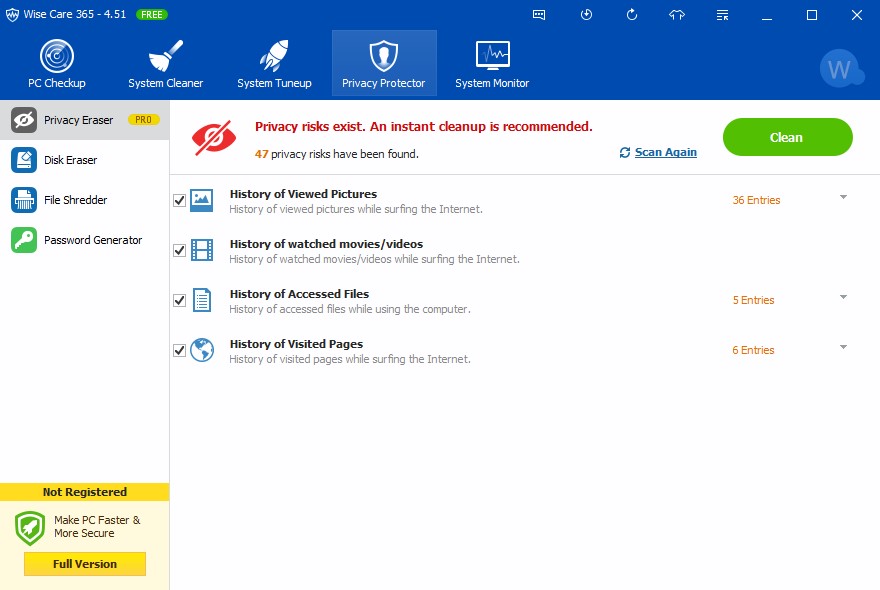 Скриншот 4 программы Wise Care 365