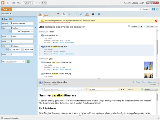 Скриншот 3 программы Copernic Desktop Search