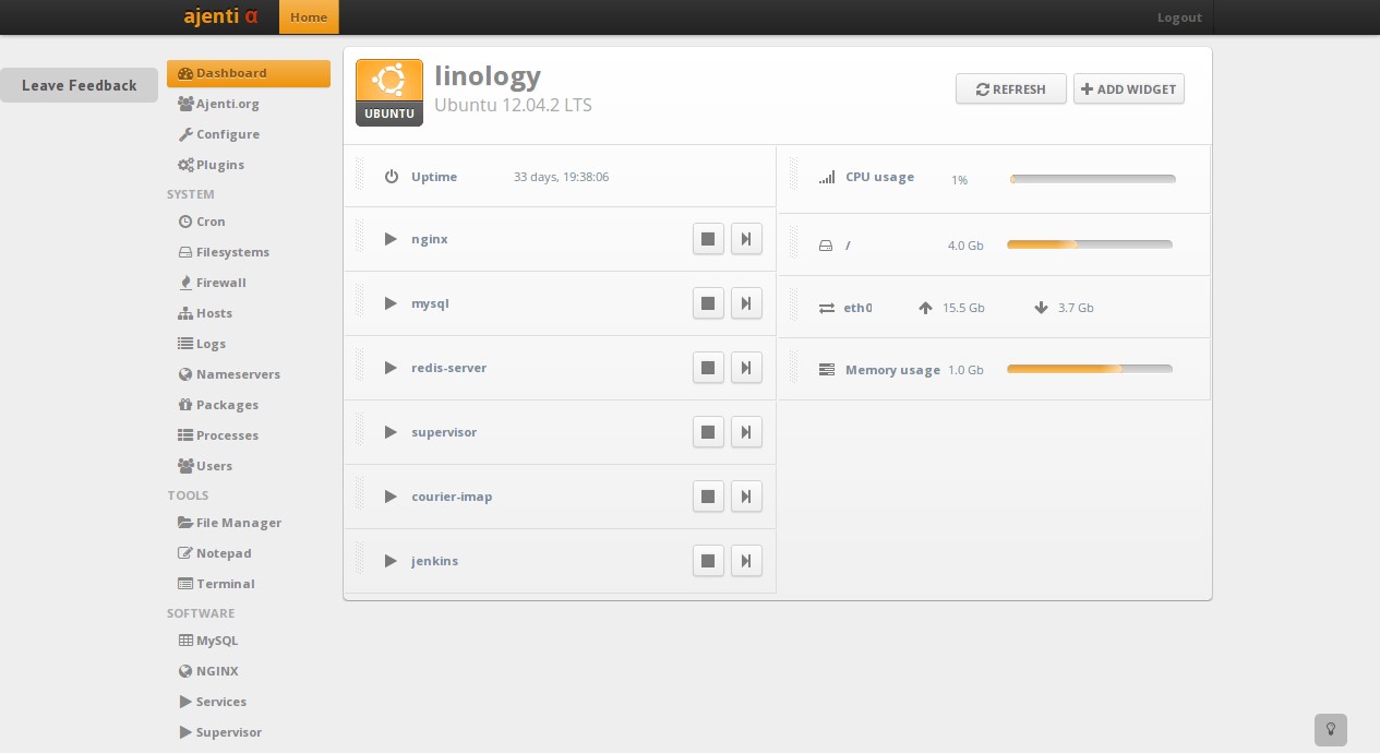 Скриншот 3 программы Ajenti