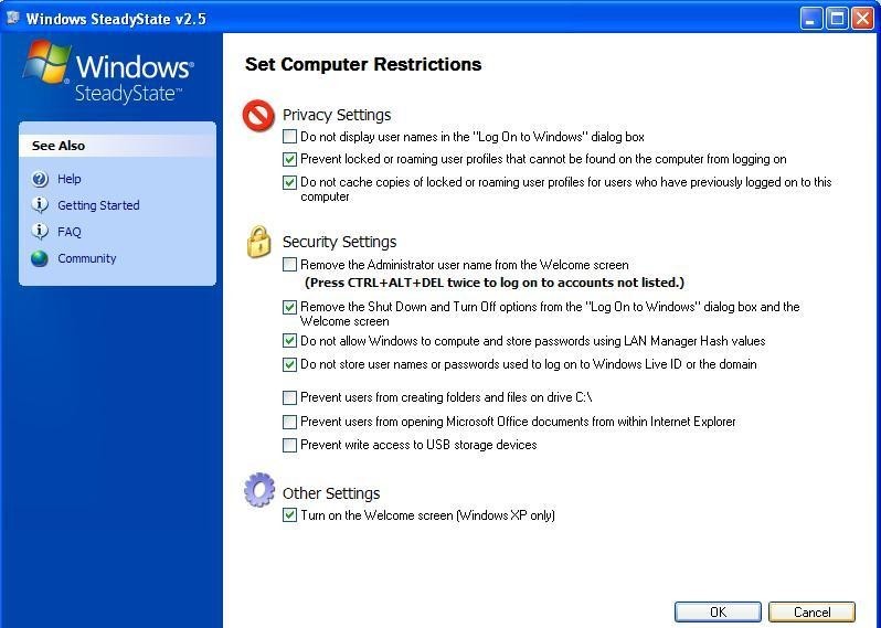 Скриншот 6 программы Windows SteadyState