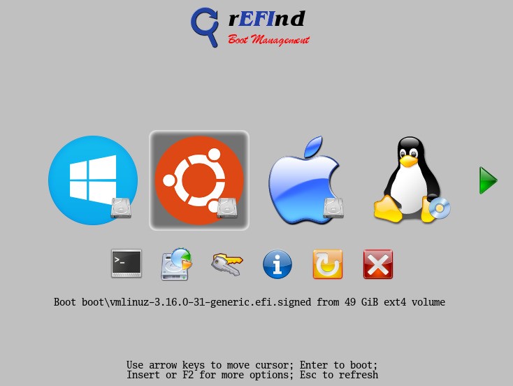 Скриншот 4 программы rEFInd