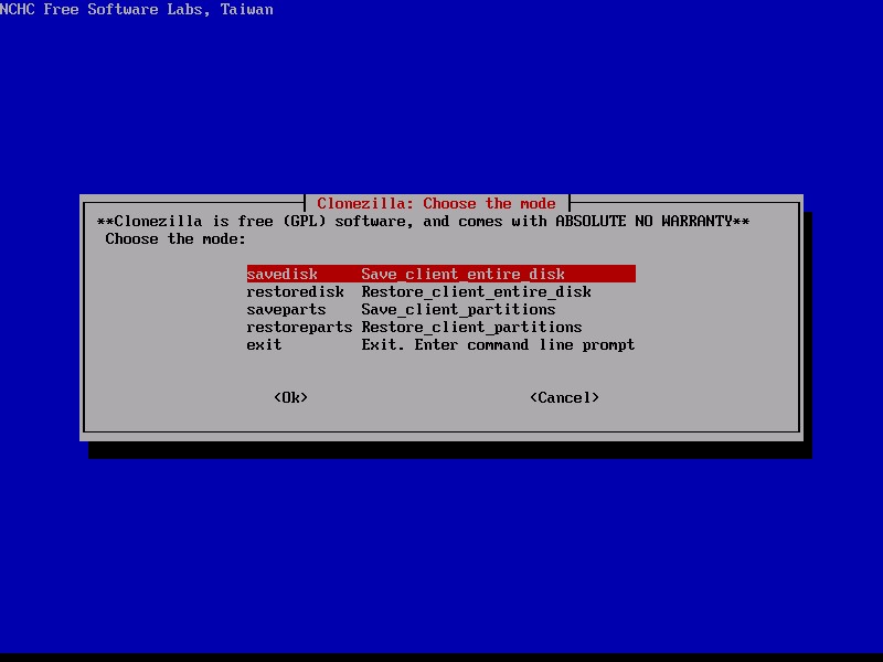 Скриншот 4 программы Clonezilla