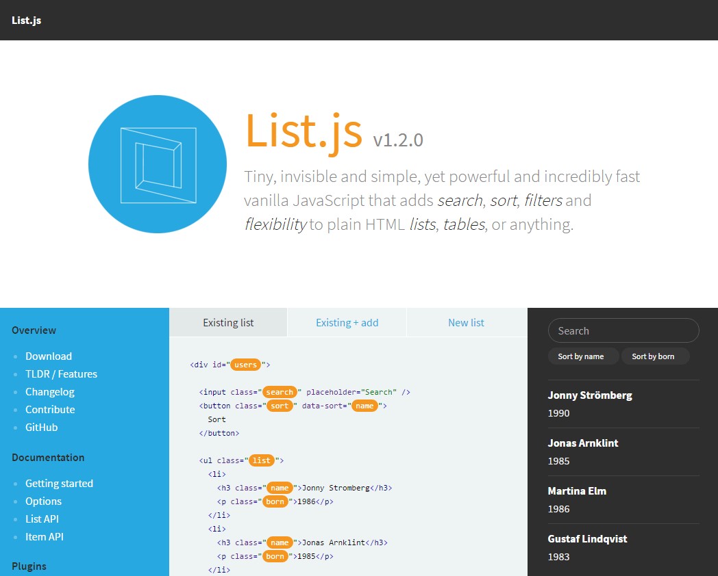 Скриншот 1 программы List.js