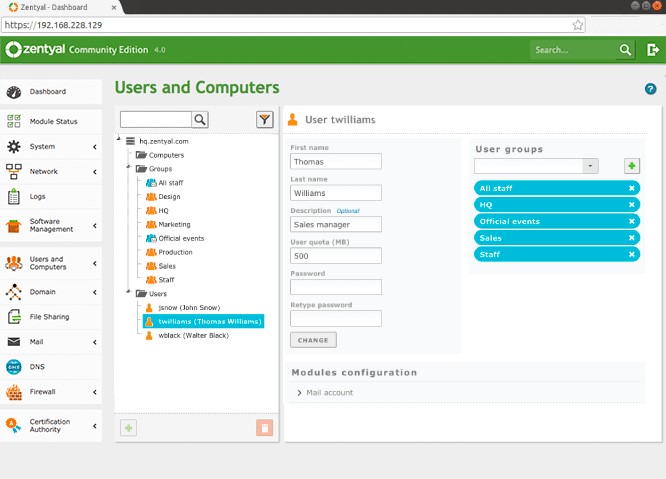 Скриншот 4 программы Zentyal
