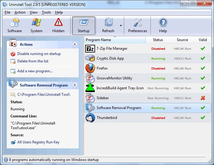 Скриншот 3 программы Uninstall Tool