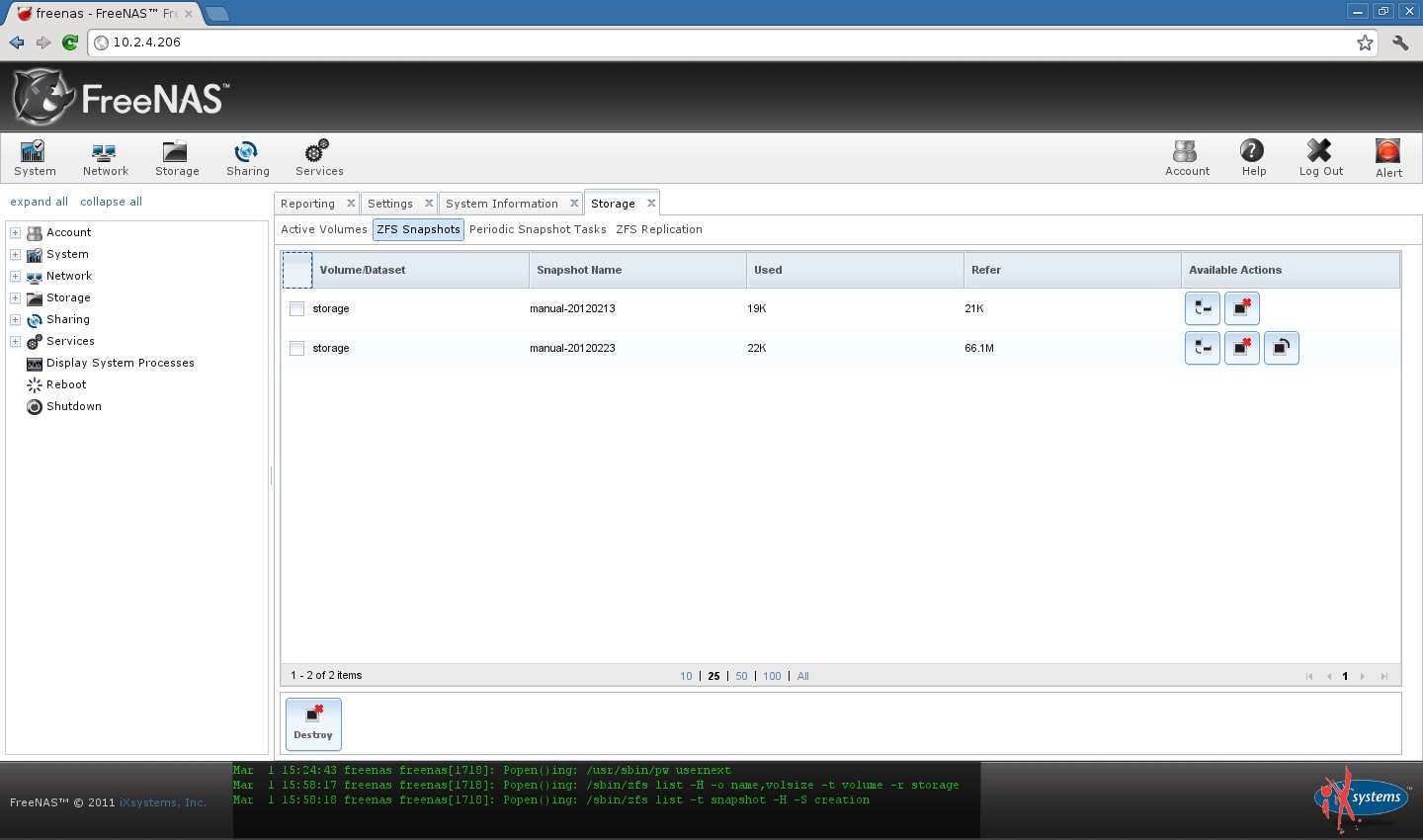 Скриншот 5 программы FreeNAS