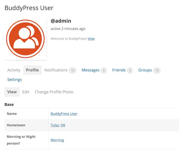 Скриншот 2 программы BuddyPress