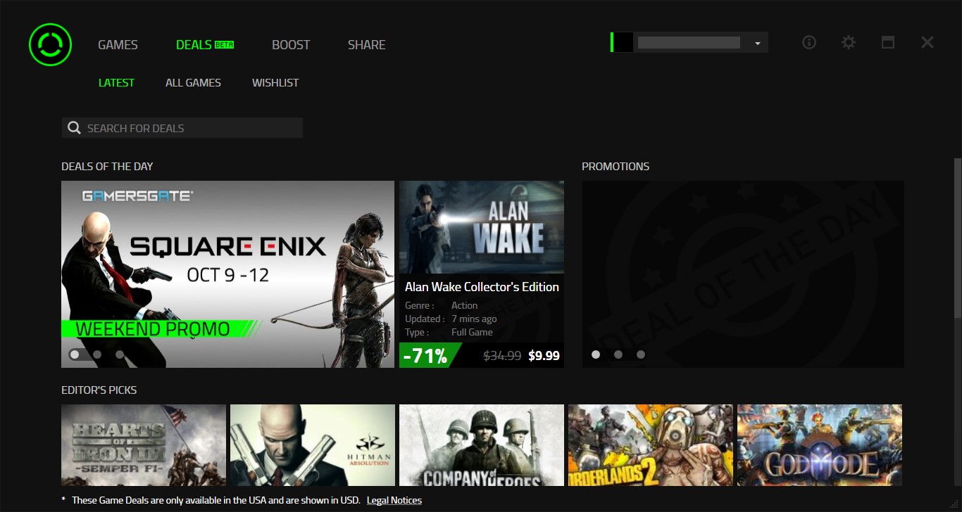 Скриншот 1 программы Razer Cortex