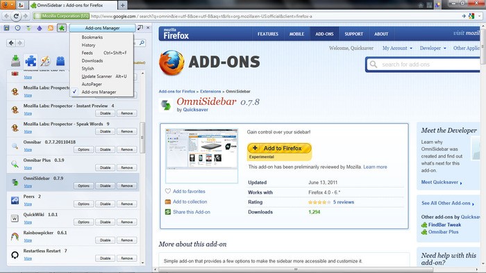 Скриншот 3 программы OmniSidebar