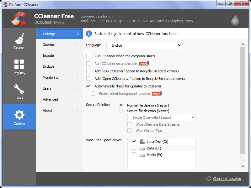 Обновить фильтры ccleaner что это