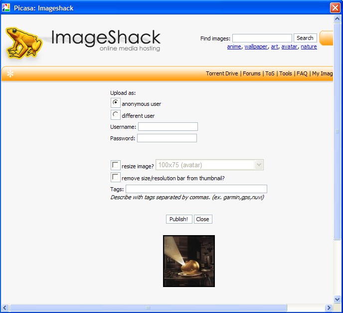 Скриншот 3 программы ImageShack