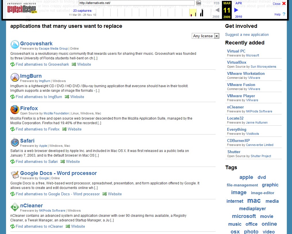 Скриншот 2 программы Wayback Machine