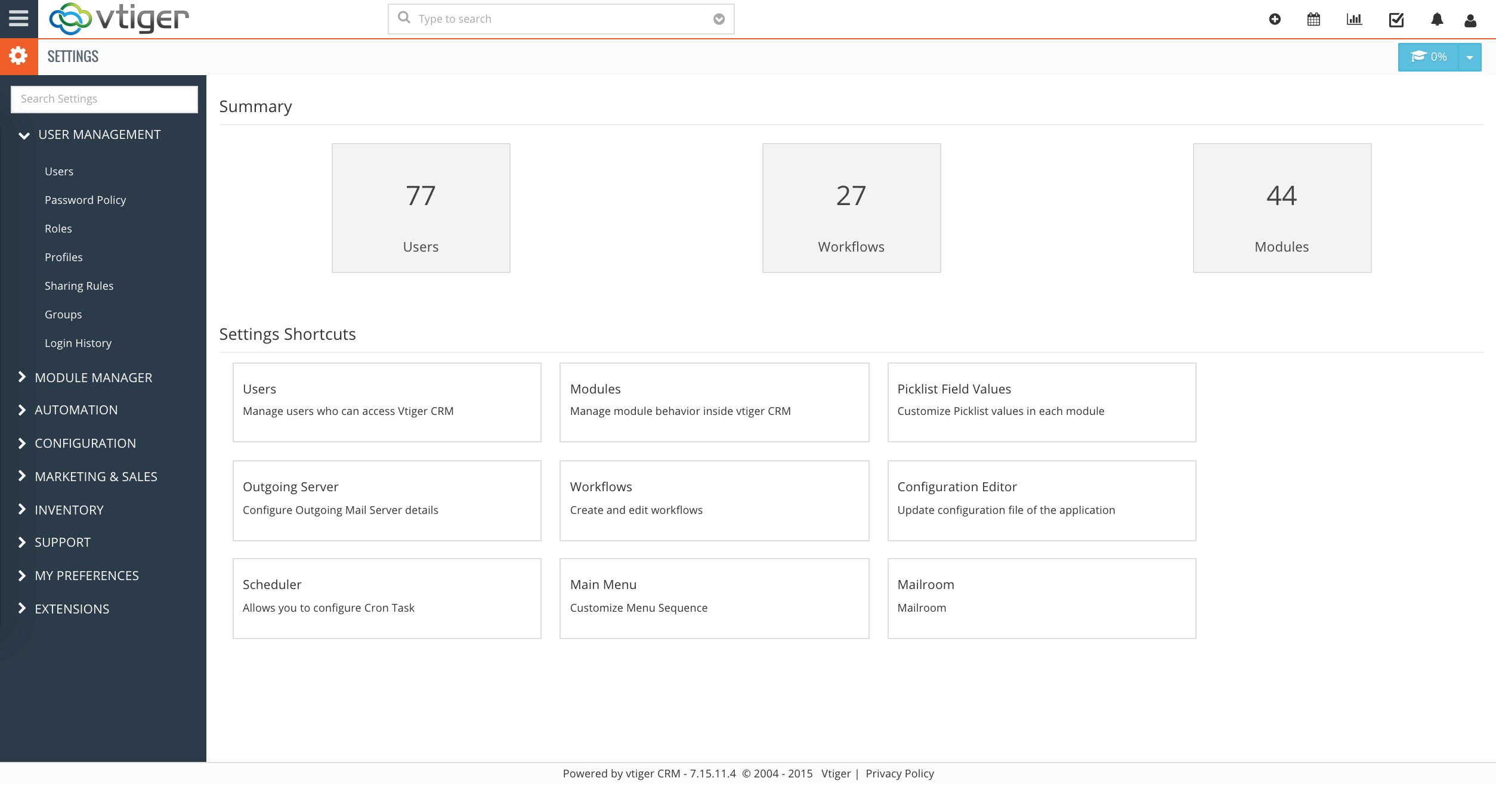 Скриншот 4 программы Vtiger CRM