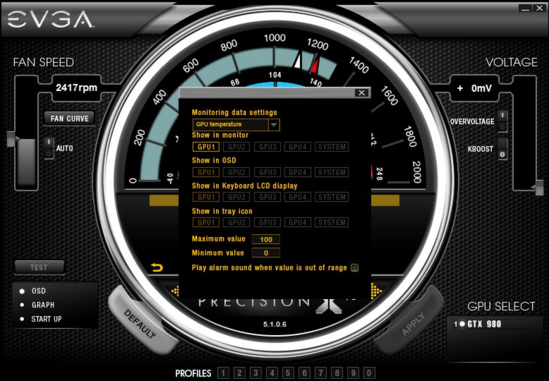 Скриншот 6 программы EVGA PrecisionX 16