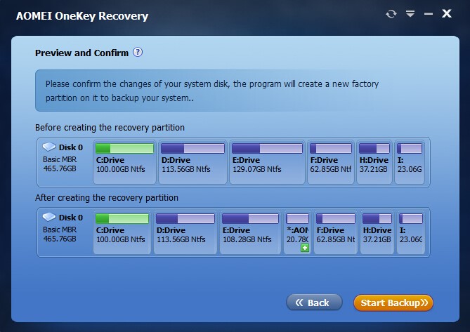 Скриншот 4 программы AOMEI OneKey Recovery