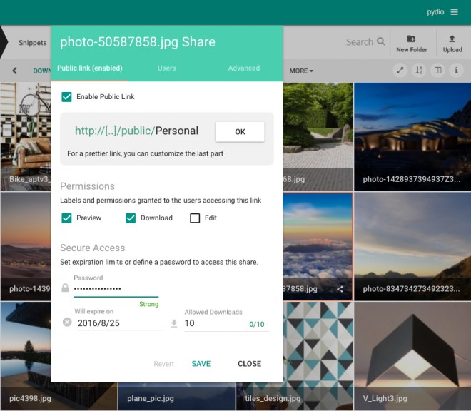 Скриншот 4 программы Pydio