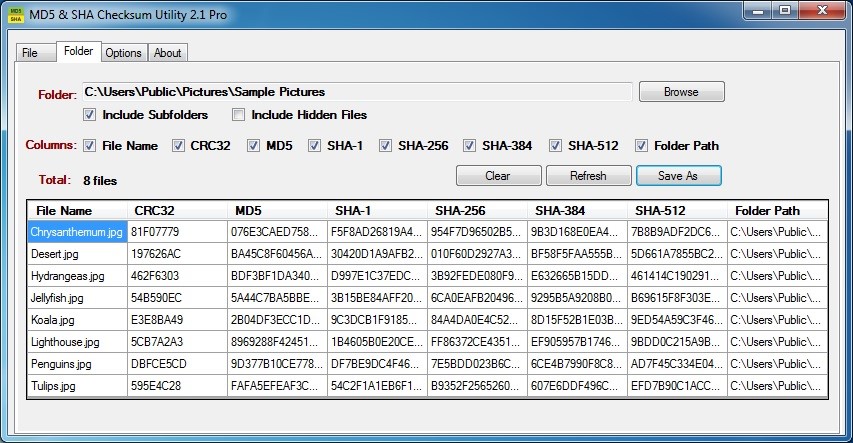 Скриншот 3 программы MD5 & SHA Checksum Utility