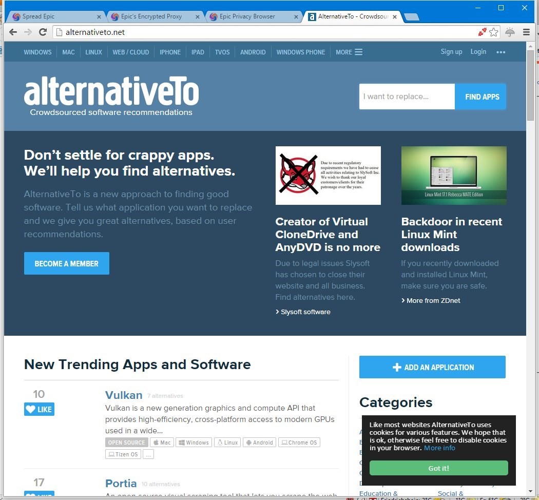 Скриншот 5 программы Epic Browser