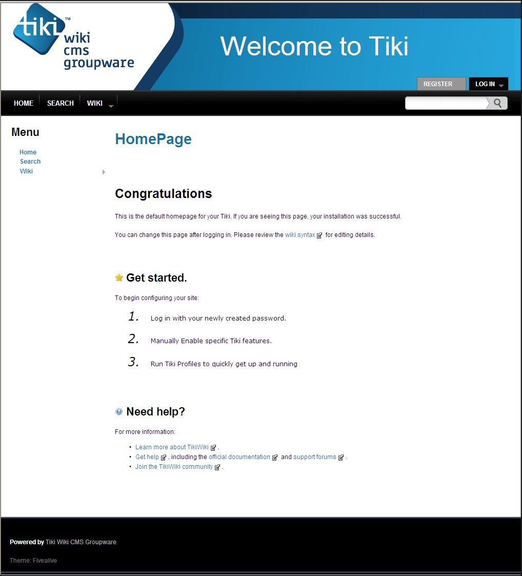 Скриншот 1 программы Tiki Wiki CMS Groupware