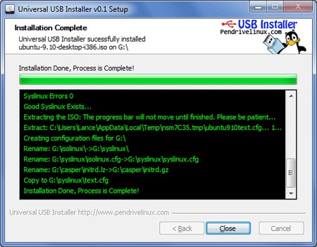 Скриншот 1 программы Universal USB Installer