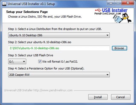 Скриншот 2 программы Universal USB Installer