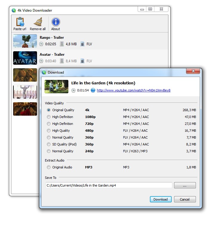 Скриншот 2 программы 4k Video Downloader