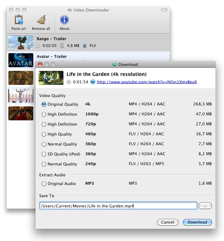Скриншот 3 программы 4k Video Downloader
