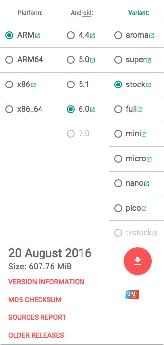 Скриншот 2 программы Open GApps