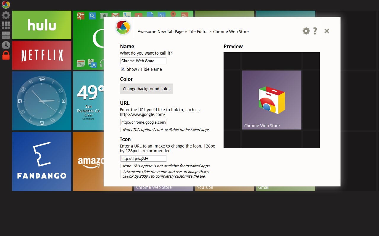 Скриншот 3 программы Awesome New Tab Page