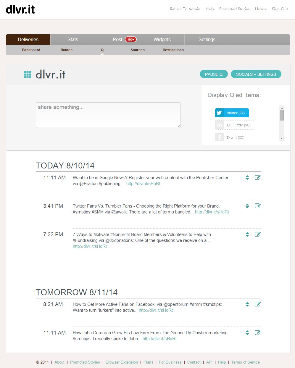 Скриншот 3 программы dlvr.it